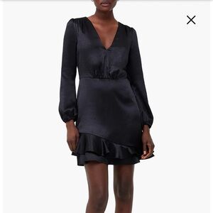 French Connection Denney Long Sleeve Satin Cocktail Dress Black Long Sleeve
